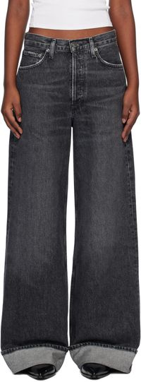 AGOLDE Gray Dame High Rise Wide Leg Jeans