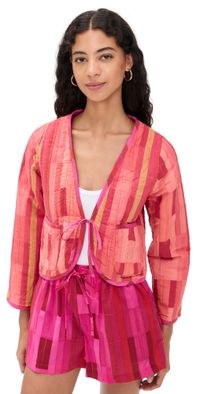 Natalie Martin Collection Saskia Jacket Sea Glass Cotton Coral/Pink XL