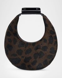 Goodnight Moon Leopard Calf Hair Crossbody Bag