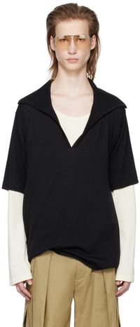 T/SEHNE Black Open-Seam Polo