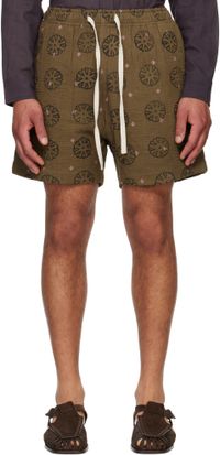 Kartik Research SSENSE Exclusive Brown Blockprint Kantha Shorts