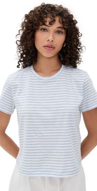 Madewell Boxy Stripe Crop Tee Warhol Stripe Iced Blue S