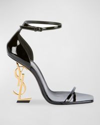 110mm Opyum YSL Patent Leather Sandals with Golden Hardware