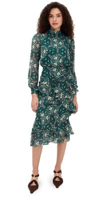 SALONI Isa Ruffle Dress Opaline Vert 6