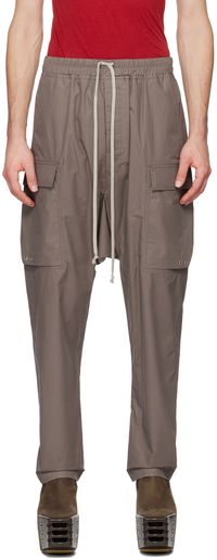 Rick Owens Gray Drawstring Cargo Pants