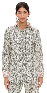 LE BOP Cecilia Paisley Button Down Black Paisley XXL