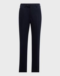 Men's Cannete Effect Flat-Front Trousers