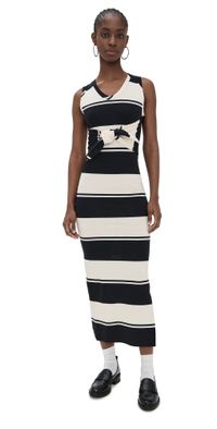 MSGM Striped Long Dress Black S