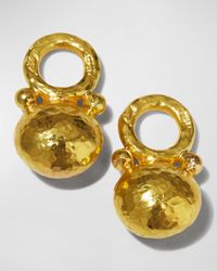 Gold Horizontal Oval-Drop Earring Pendants