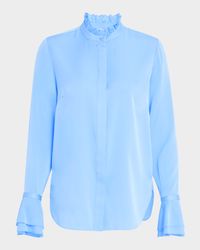 The Adair Button-Down Ruffle Blouse