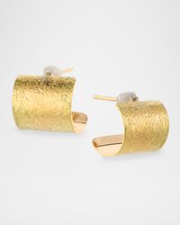 14K Yellow Gold Foil Huggie Earrings