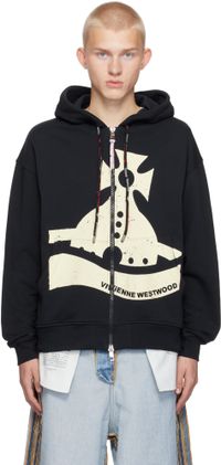 Vivienne Westwood Navy Sunken Orb Zip Hoodie