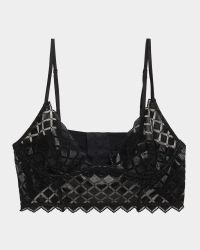 Lamine Diamond-Embroidered Longline Bra