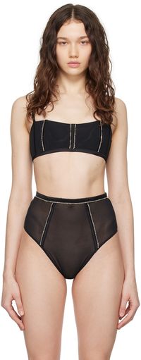 Fleur du Mal Soutien-gorge léger noir à pierres du Rhin