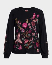 Floral-Embroidered Cotton T-Shirt