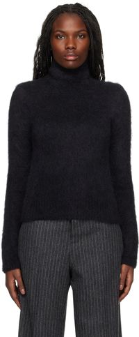 AMI Paris Col roulé noir en tricot brossé d'alpaga et mohair