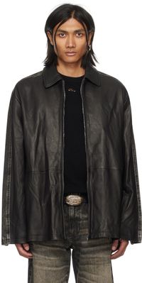 Diesel Black L-Stoller Leather Jacket
