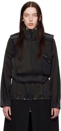 HYEIN SEO Gray & Khaki Patchwork Reversible Vest