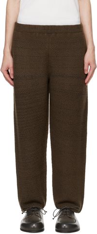 HOMME PLISSÉ ISSEY MIYAKE Brown Rustic Knit Sweatpants