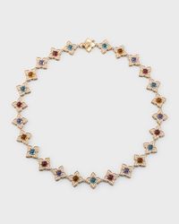 18K Rose Gold Princess Flower Diamond, Ruby, and Tanzanite Necklace