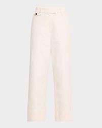 Cotton-Linen Wide-Leg Crop Chino Pants