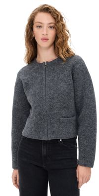 FRAME Lofty Crochet Cardigan Dark Heather Grey L