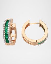 Mondrian Emerald and Diamond Hoop Earrings