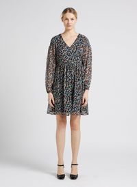 Vila - Robe courte Col V imprimée - Taille 42 - Noir