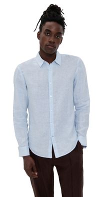 Club Monaco Italian Linen Striped Shirt Stripe S