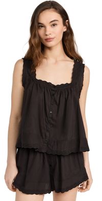 THE GREAT. The Eyelet Tank Black 3