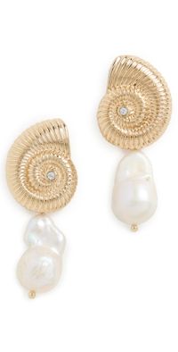 Ettika Nautilus Shell Freshwater Earrings Gold One Size