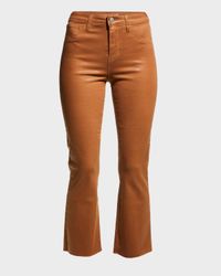 Kendra High-Rise Coated Crop Flare Jeans