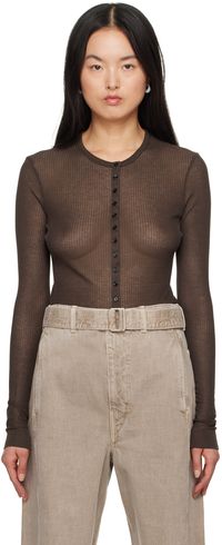 LEMAIRE Cardigan sans coutures brun
