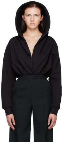 ALAÏA Justaucorps noir à capuche