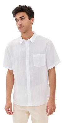 Vince Linen Short Sleeve Shirt Optic White M