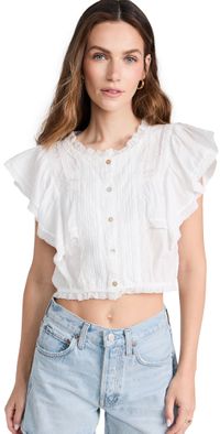 LoveShackFancy Nora Top Antique White P