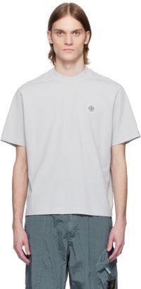 Stone Island Gray Combed Organic Cotton Jersey T-shirt