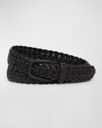 Men's Braided Leather Vendome-Buckle Belt