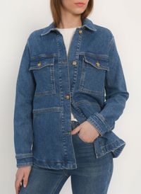 Kookai - Veste en jean droite col classique - Taille 42 - Bleu