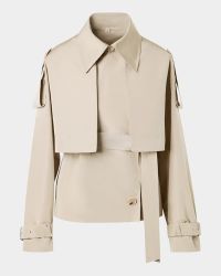 David Duo Ottoman Silk Duo Trench Coat With Bolero