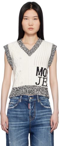 Moschino Jeans Off-White Urban Knit Vest