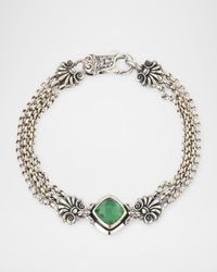 Ivy Rock Crystal, Aventurine and MOP Triplet Chain Bracelet