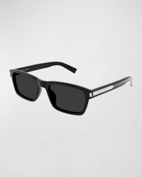 Men's Rectangle Acetate Sunglasses with Logo Detail