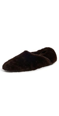 Proenza Schouler Ruched Tee Slippers In Shearling Chocolate 38