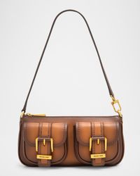 Zoe Small Burnished Leather Pochette Shoulder Bag