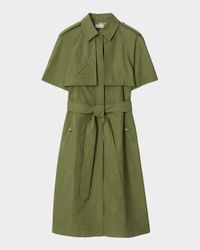 Marina Short-Sleeve Belted Midi Trench Dress