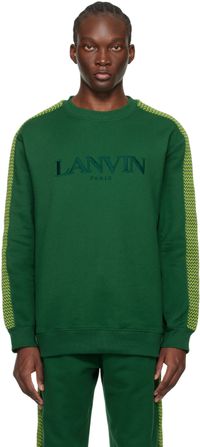 Lanvin Pull molletonné vert à garnitures Curb