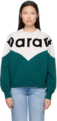Isabel Marant Etoile Pull molletonné Houston blanc cassé et vert
