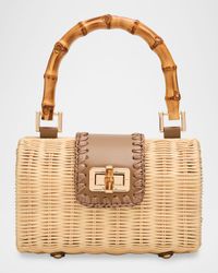 Brandi Woven Rattan Top-Handle Bag
