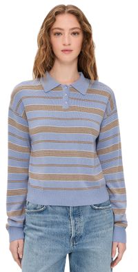 WAYF Carter Stripe Sweater Blue Stripe S
